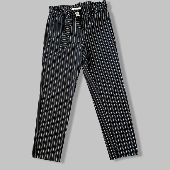 89th Madison Pinstriped  Stretch Paperbag Waist Pants - Picture 2 of 12